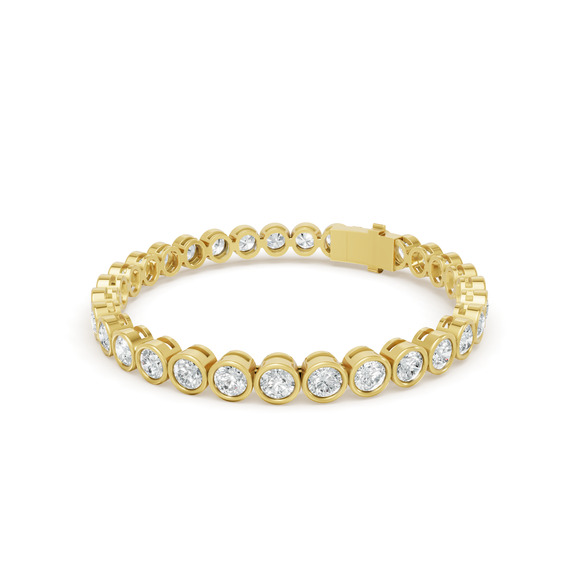 10.19 ctw Diamond Bezel 14K Yellow Gold Tennis Bracelet - Picture 2 of 4